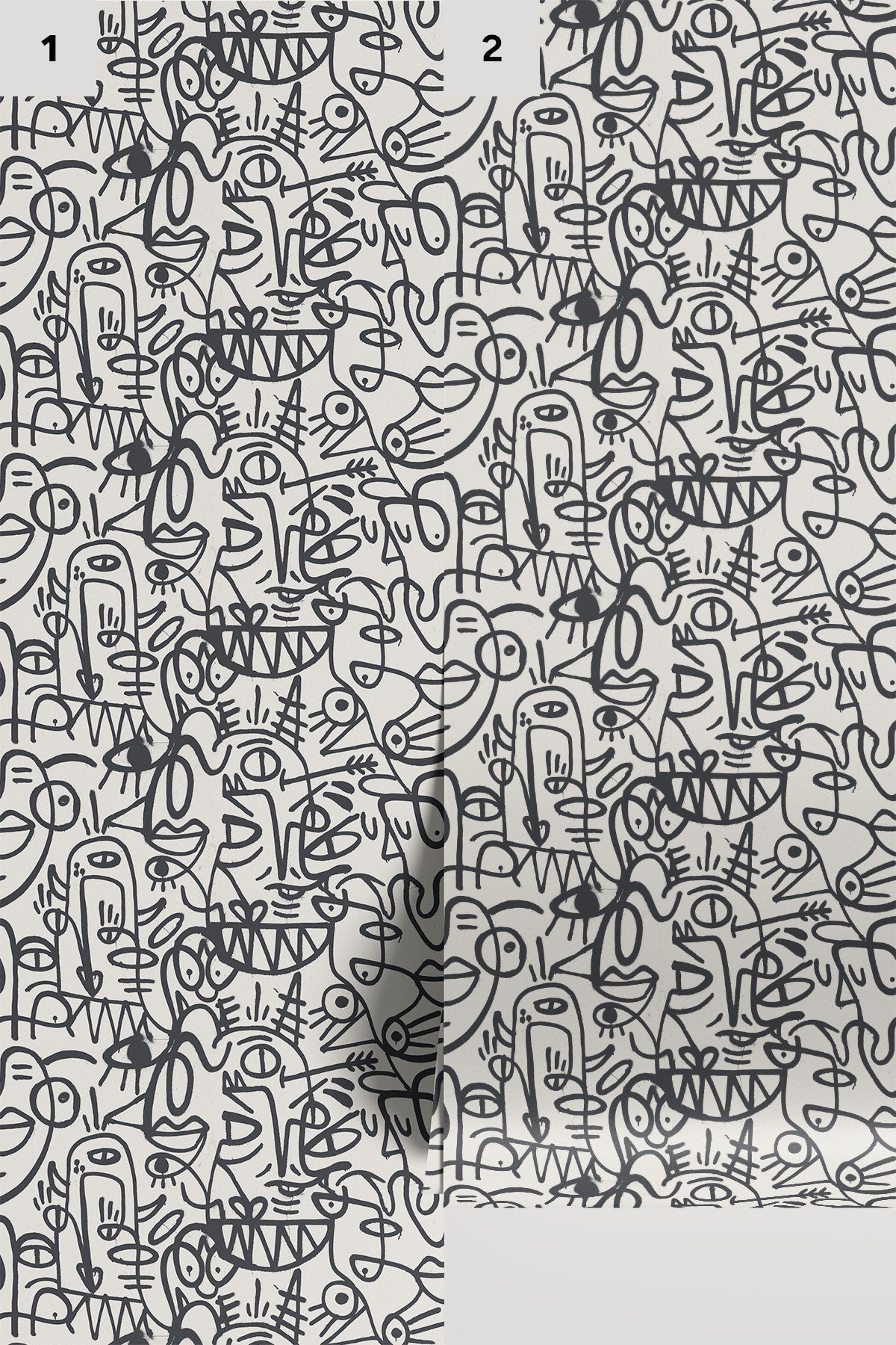 Doodles / Charcoal and Beige