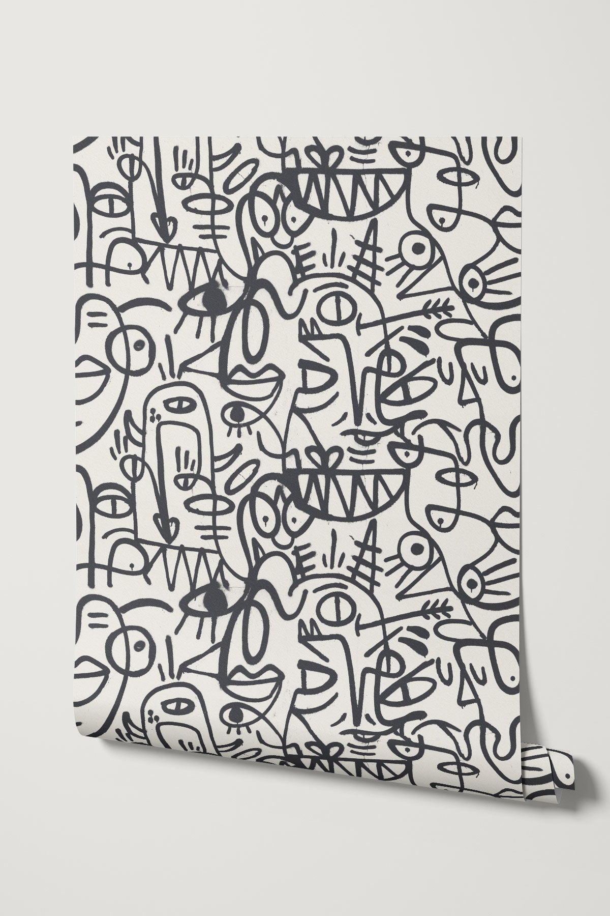 Doodles / Charcoal and Beige