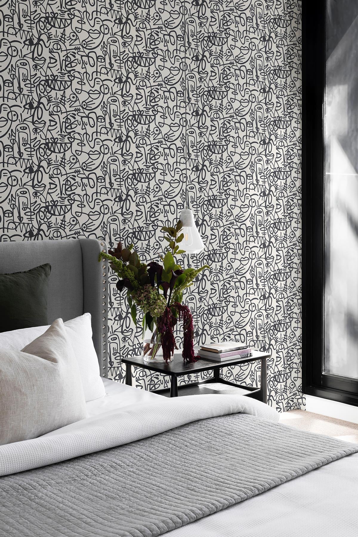 Doodles / Charcoal and Beige