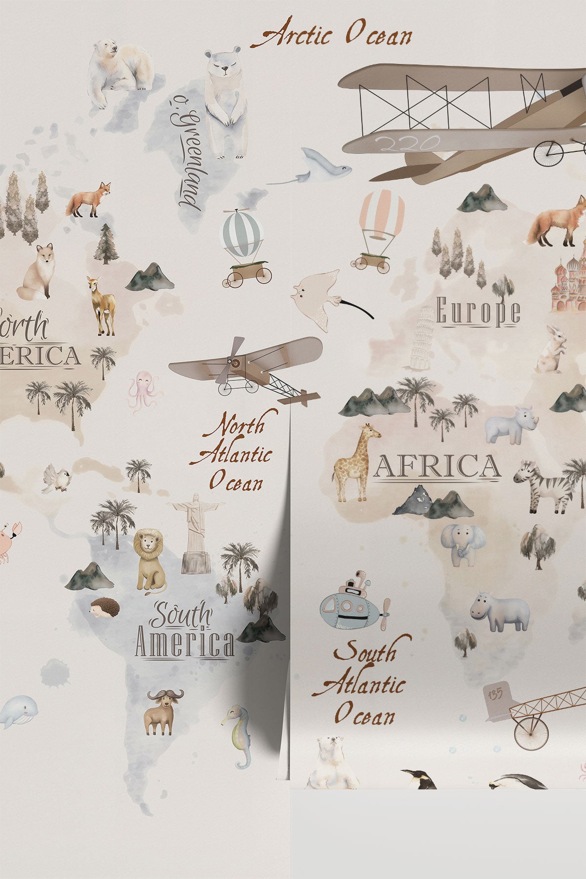 Kids World Explorer Map Wall Mural