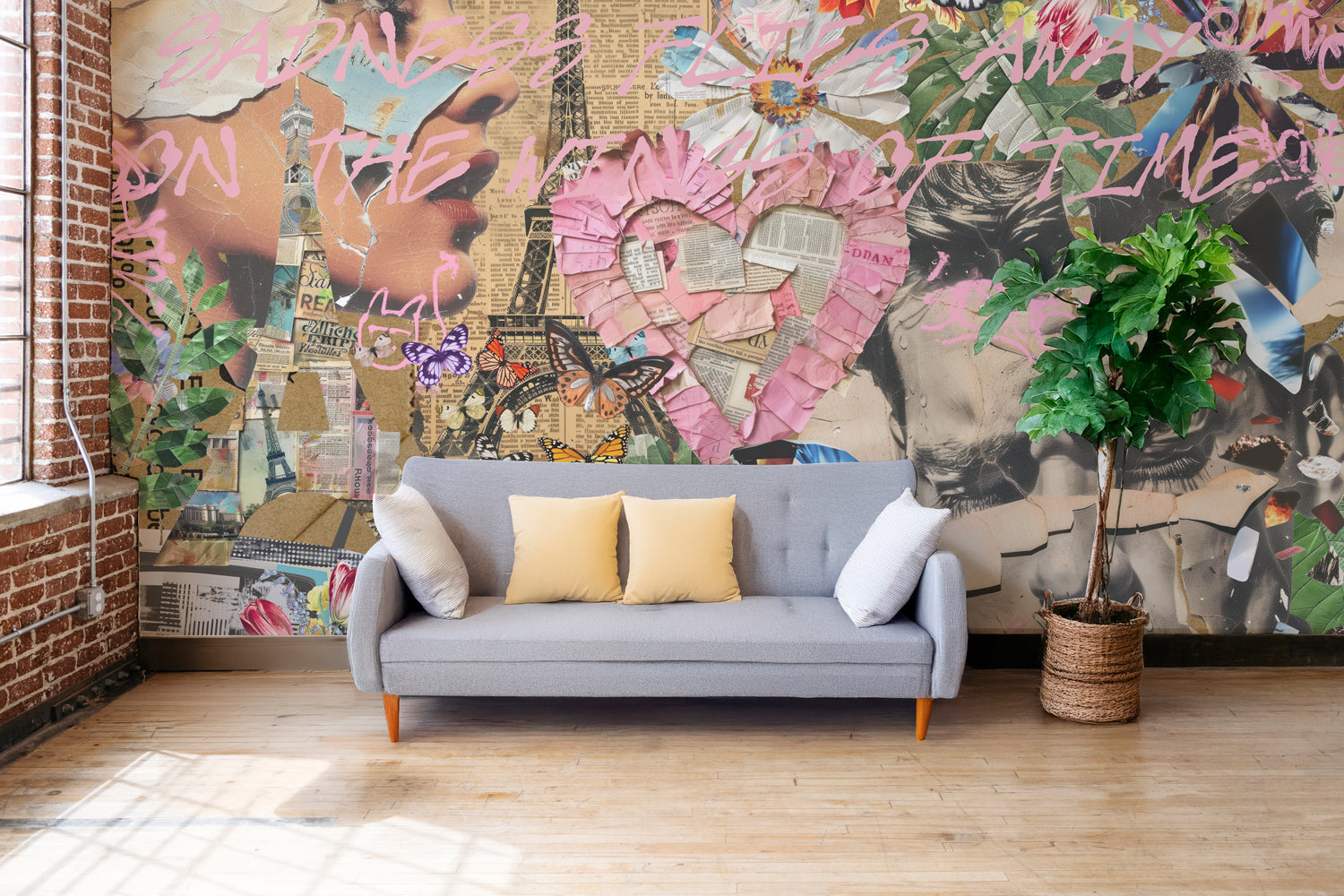 Collage Retro Grunge Heartbreak Wall Mural