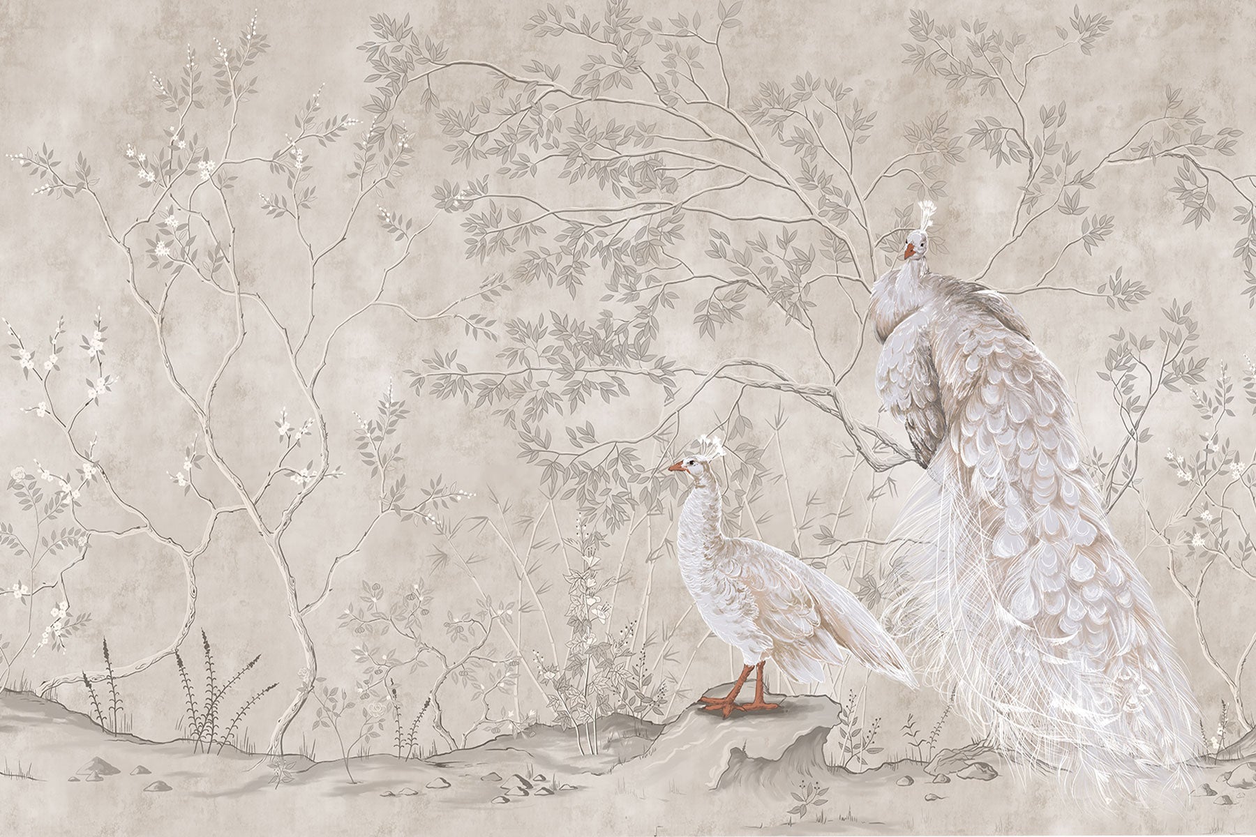 Peacock Chinoiserie Wall Mural