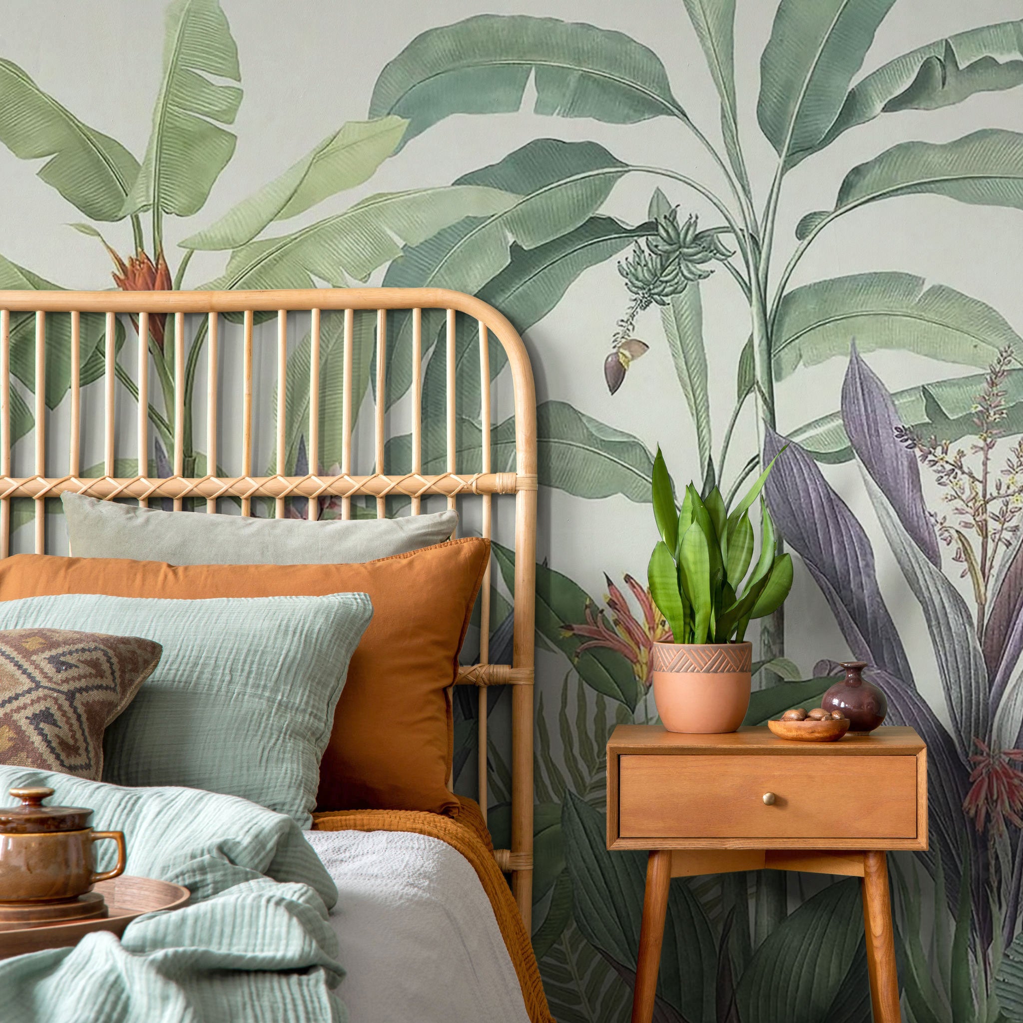 Redoute Mixed Tropical Leaves Wall Mural