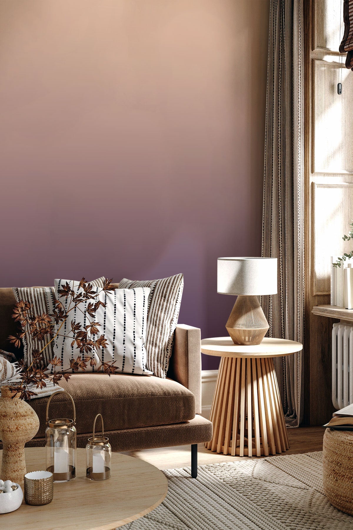 Grape Rhapsody Wallpaper in a living room