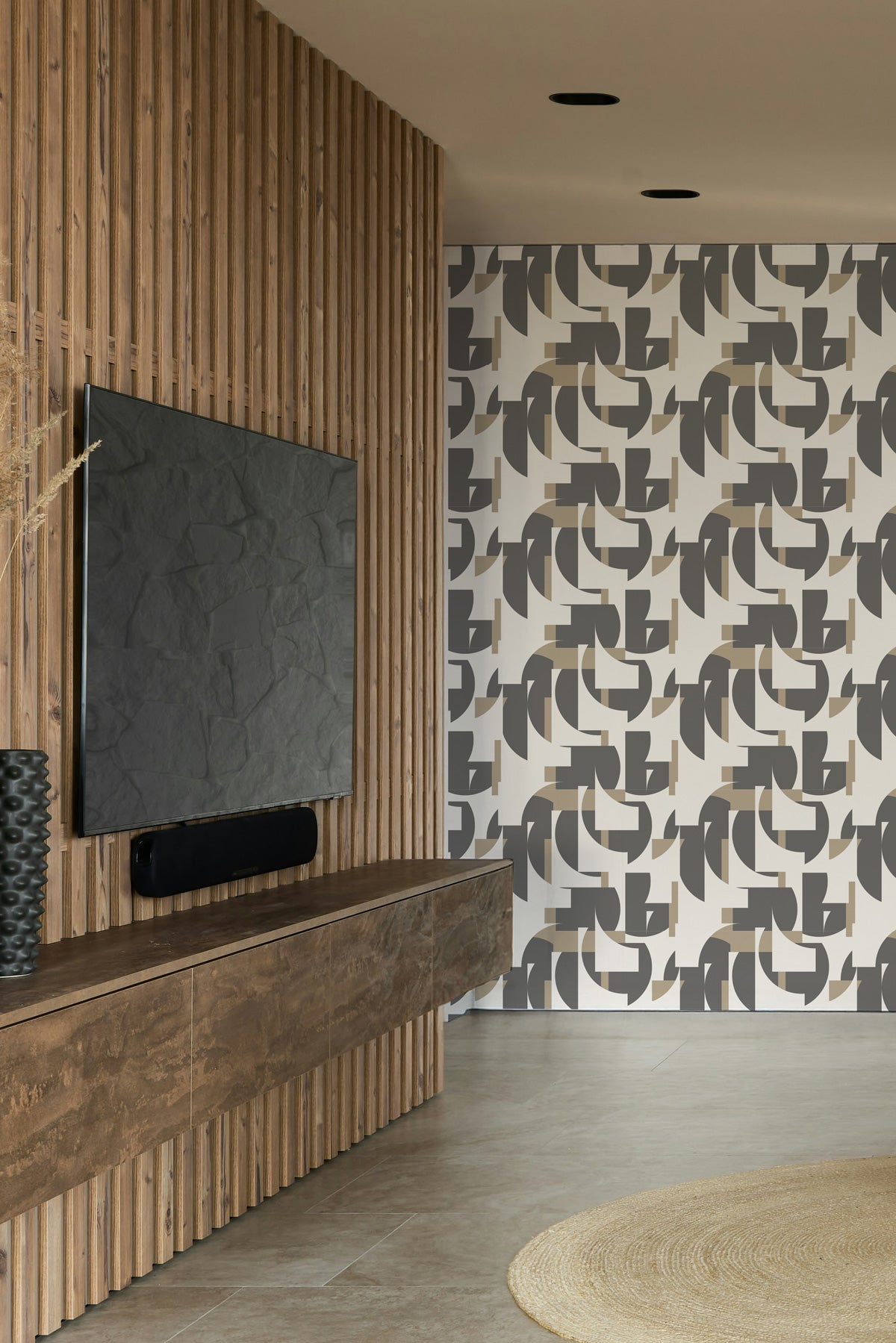 Leni Blocks Graphite Wallpaper – Geometric Wall Mural - Eazywallz