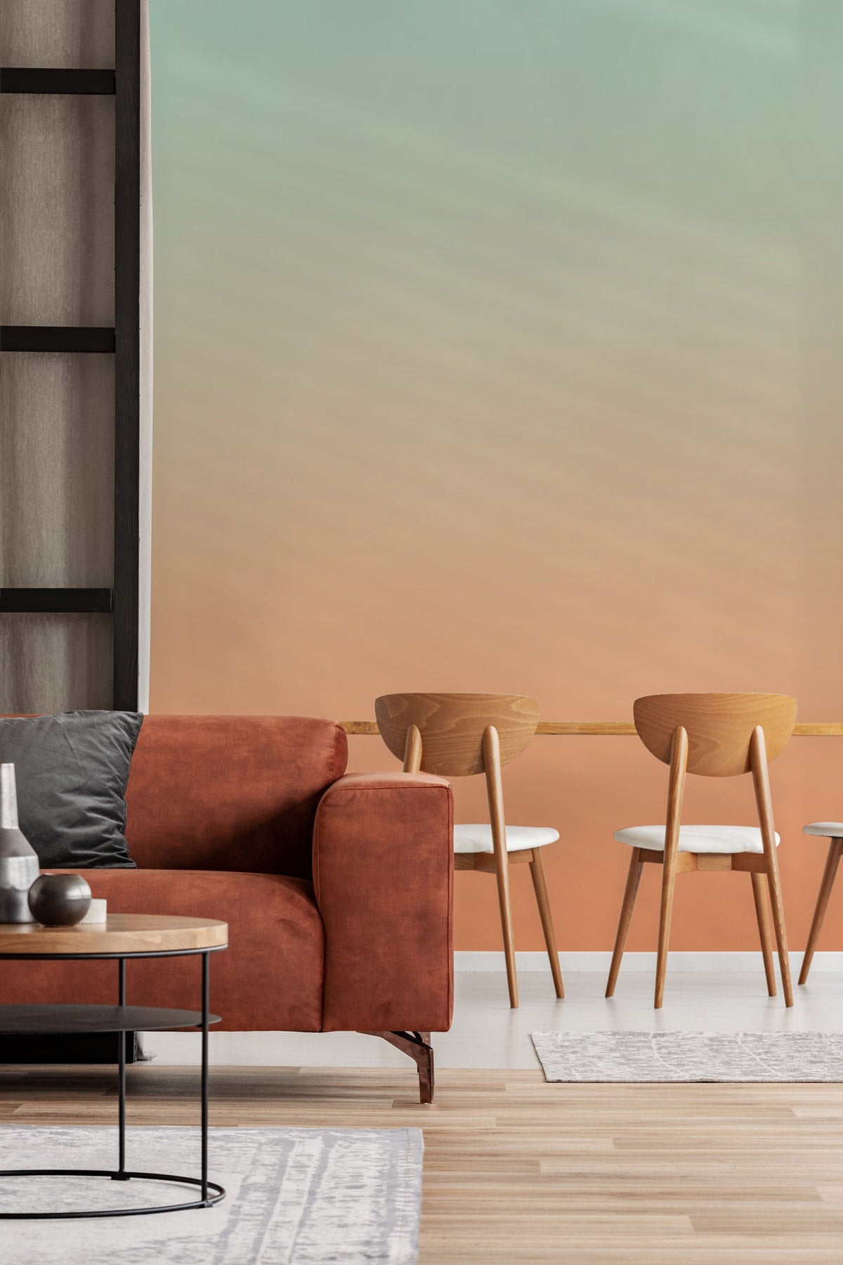 Minty Peach wallpaper in a room