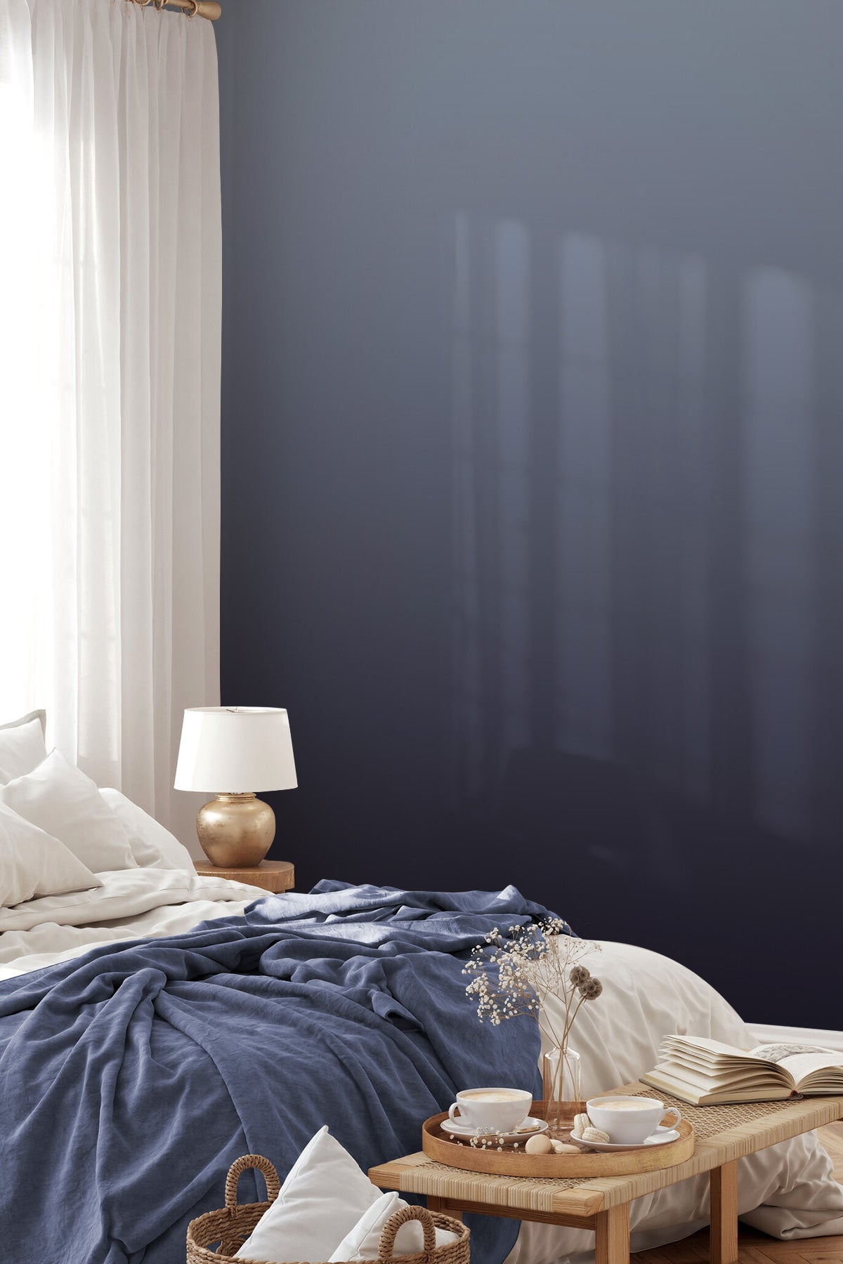 Navy Nights Wallpaper in a bedroom