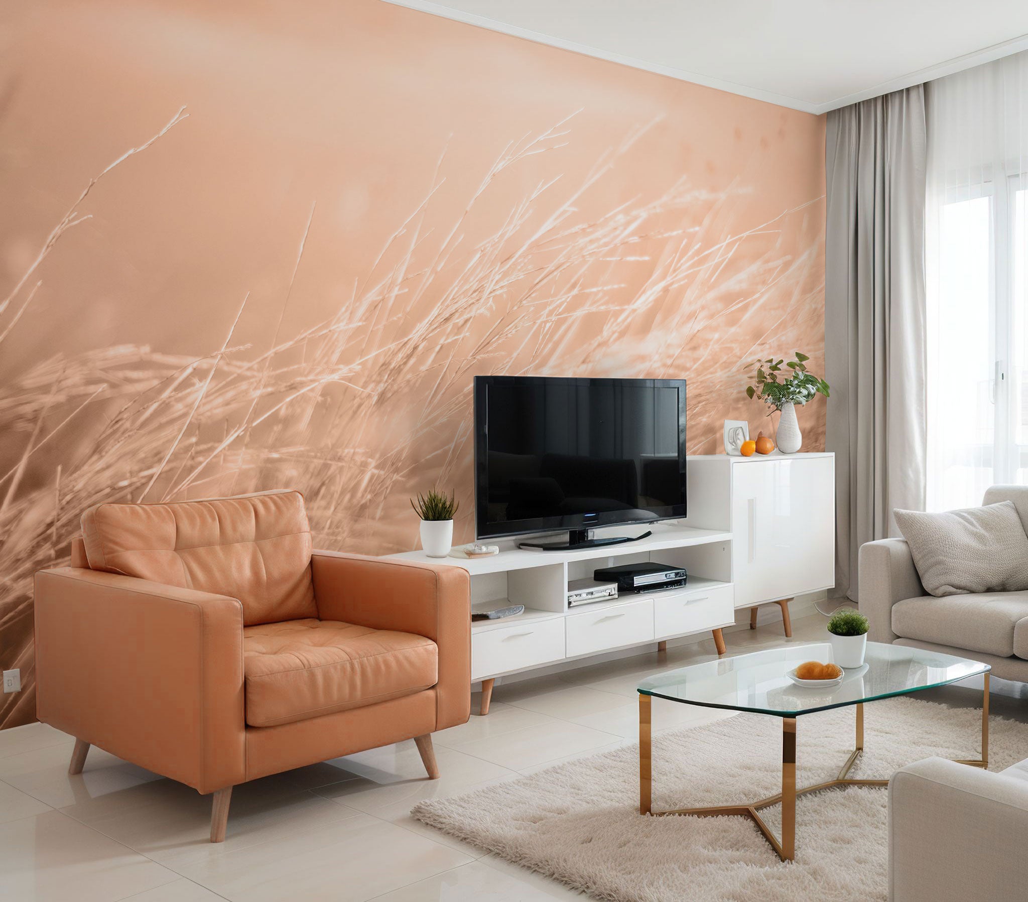 Dry Peach Grass Wall Mural