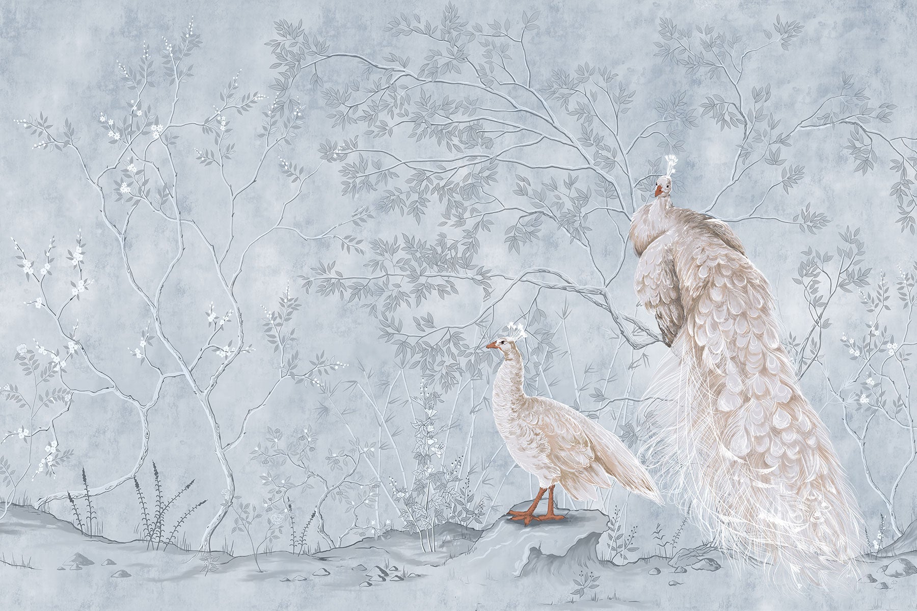 Peacock Chinoiserie 2 Wall Mural