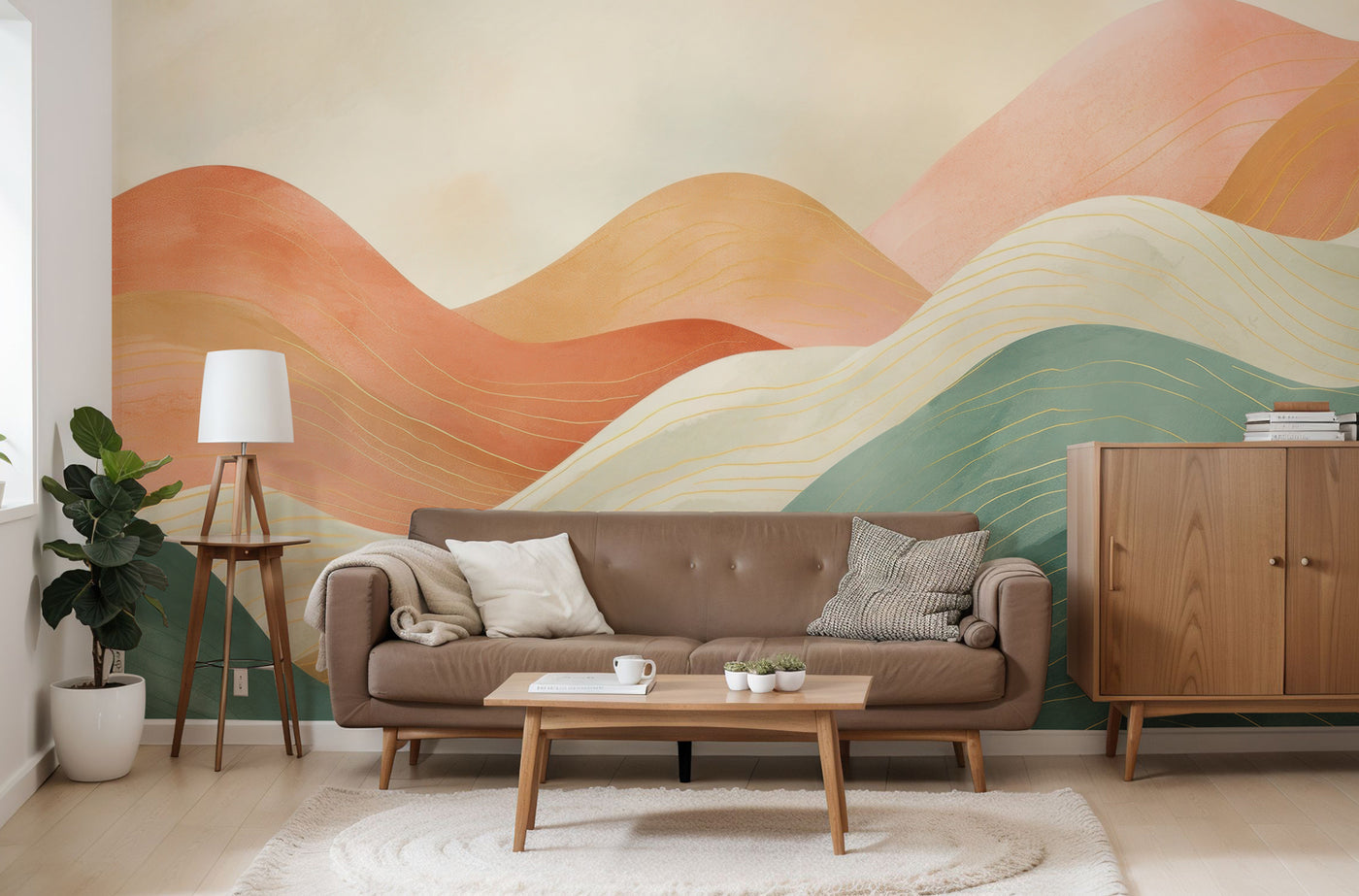 Abstract Watercolor Mountains Wall Mural