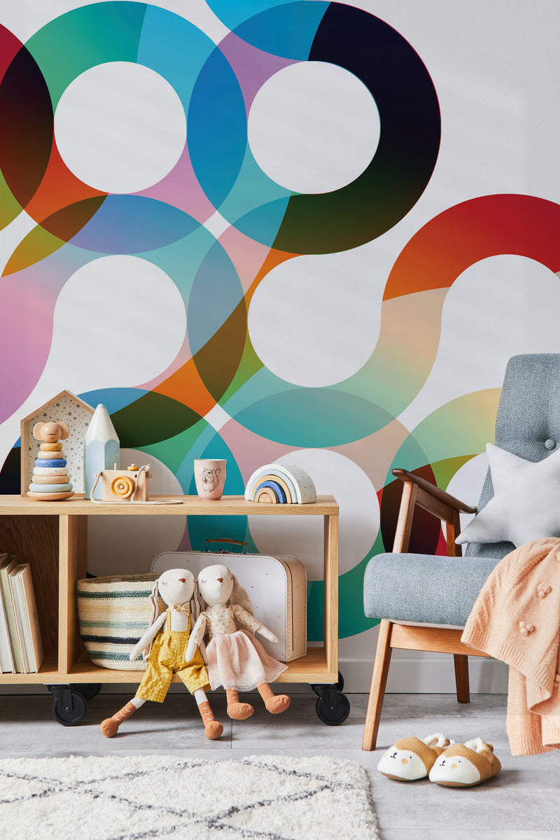 Chromatic Loops Abstract Geometric Wall Mural – Eazywallz