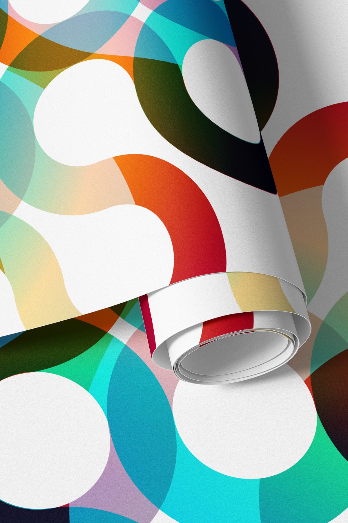 close up of the rainbow circles wall mural texture
