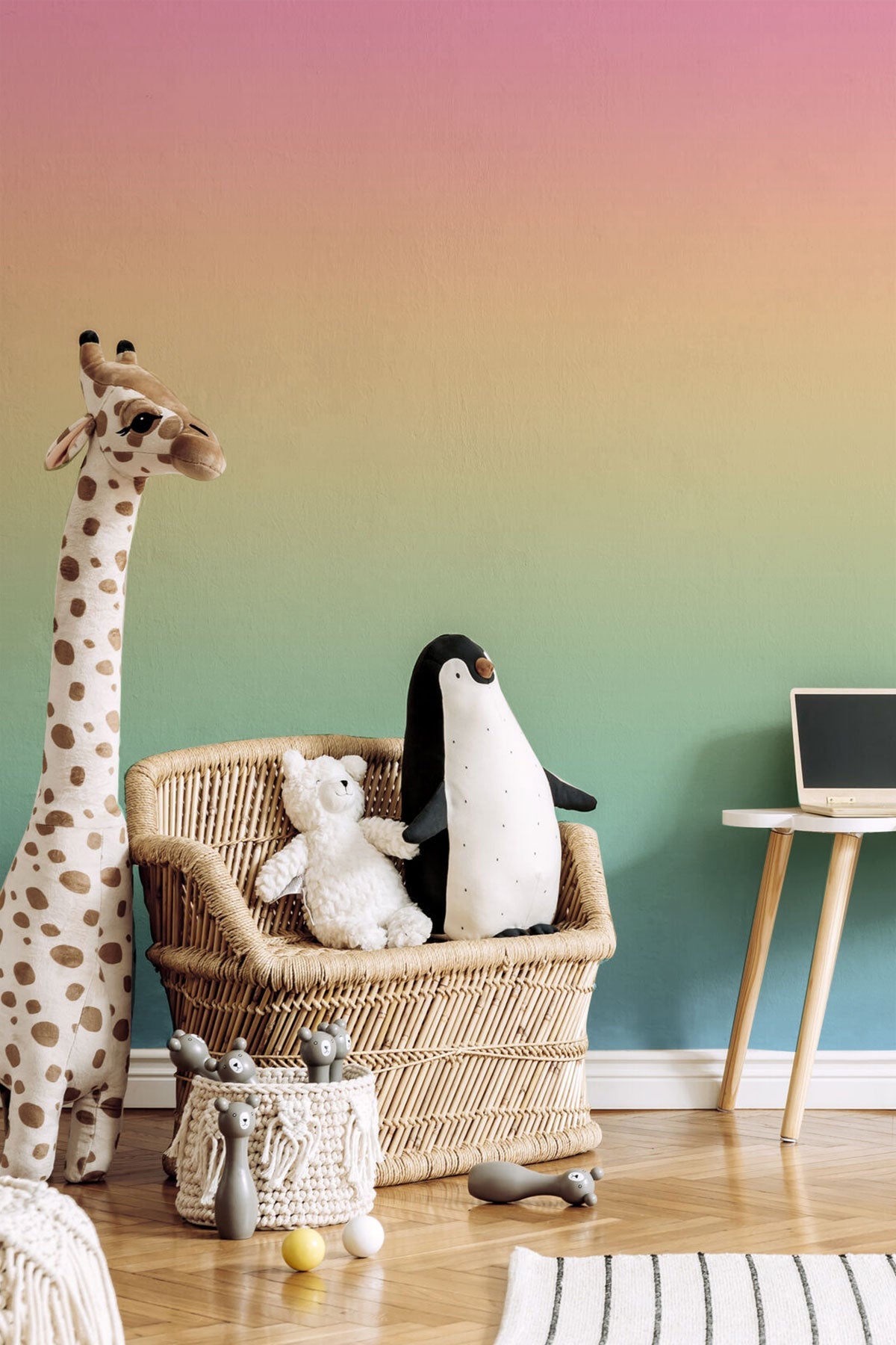 Rainbow Rush Wallpaper in a nursery