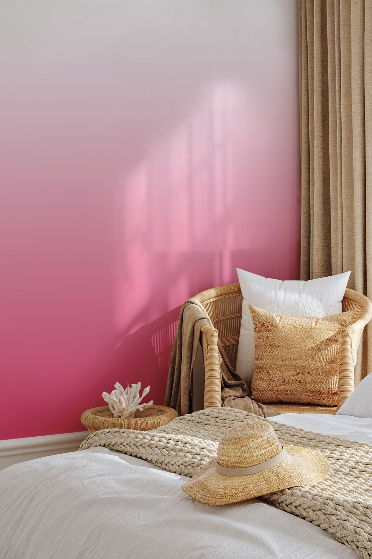 Raspberry Sorbet wallpaper in a bedroom