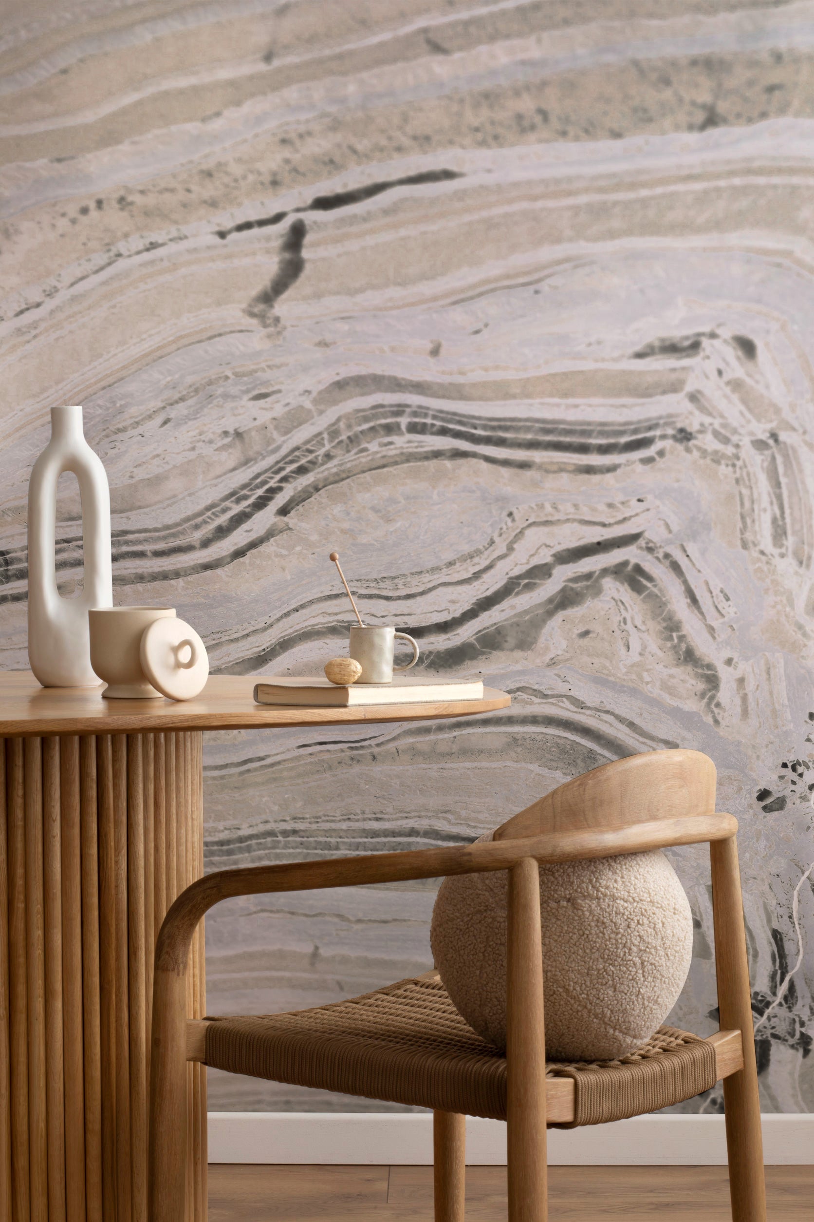 Beige Rough Marble Wall Mural