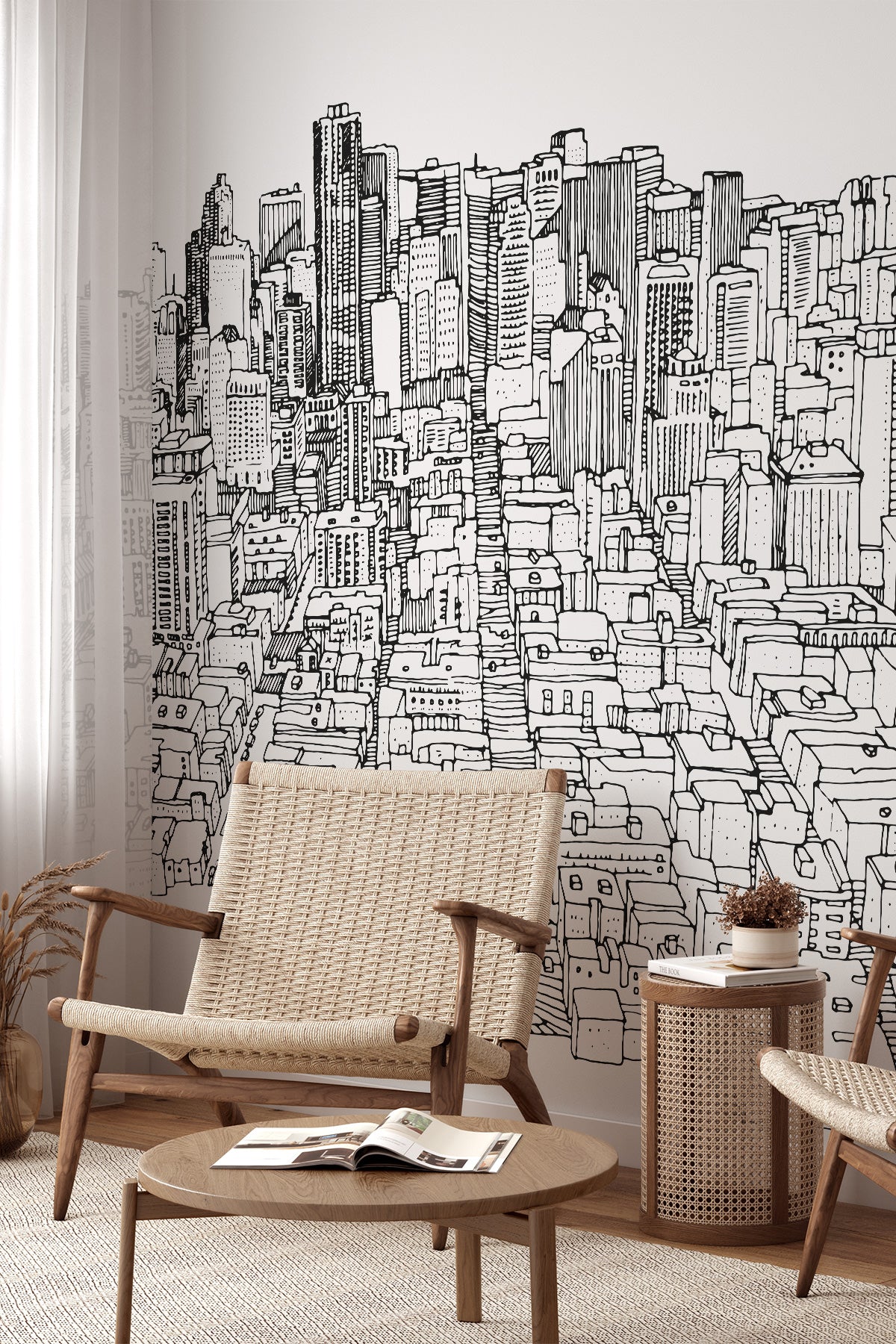 New York City Sketch Wall Mural - Hand Drawn Wall Mural - Eazywallz