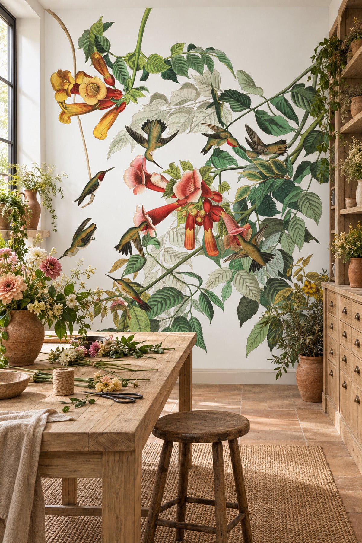 Vintage Hummingbird Wallpaper Mural
