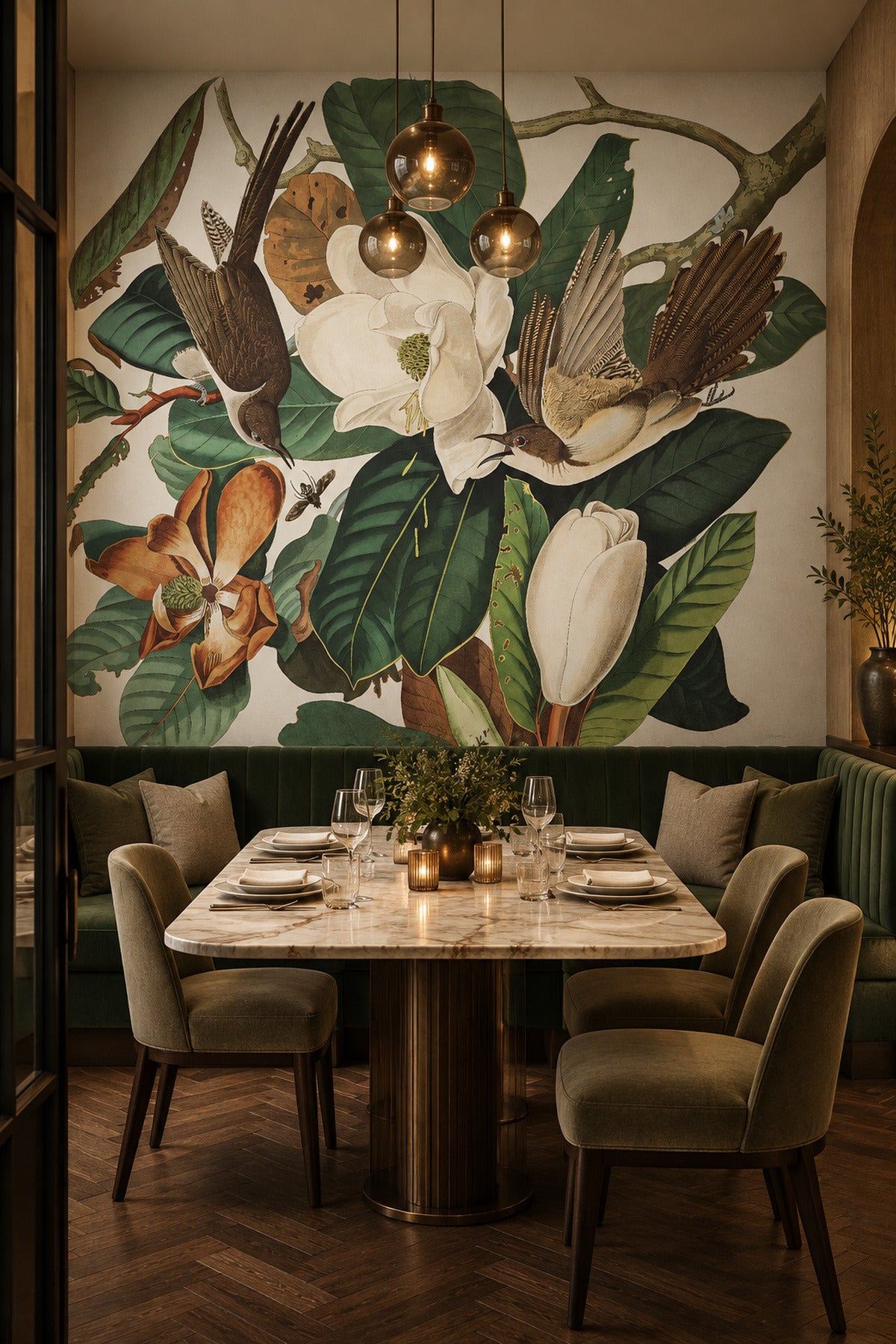 Vintage Black Billed Bird Wall Mural