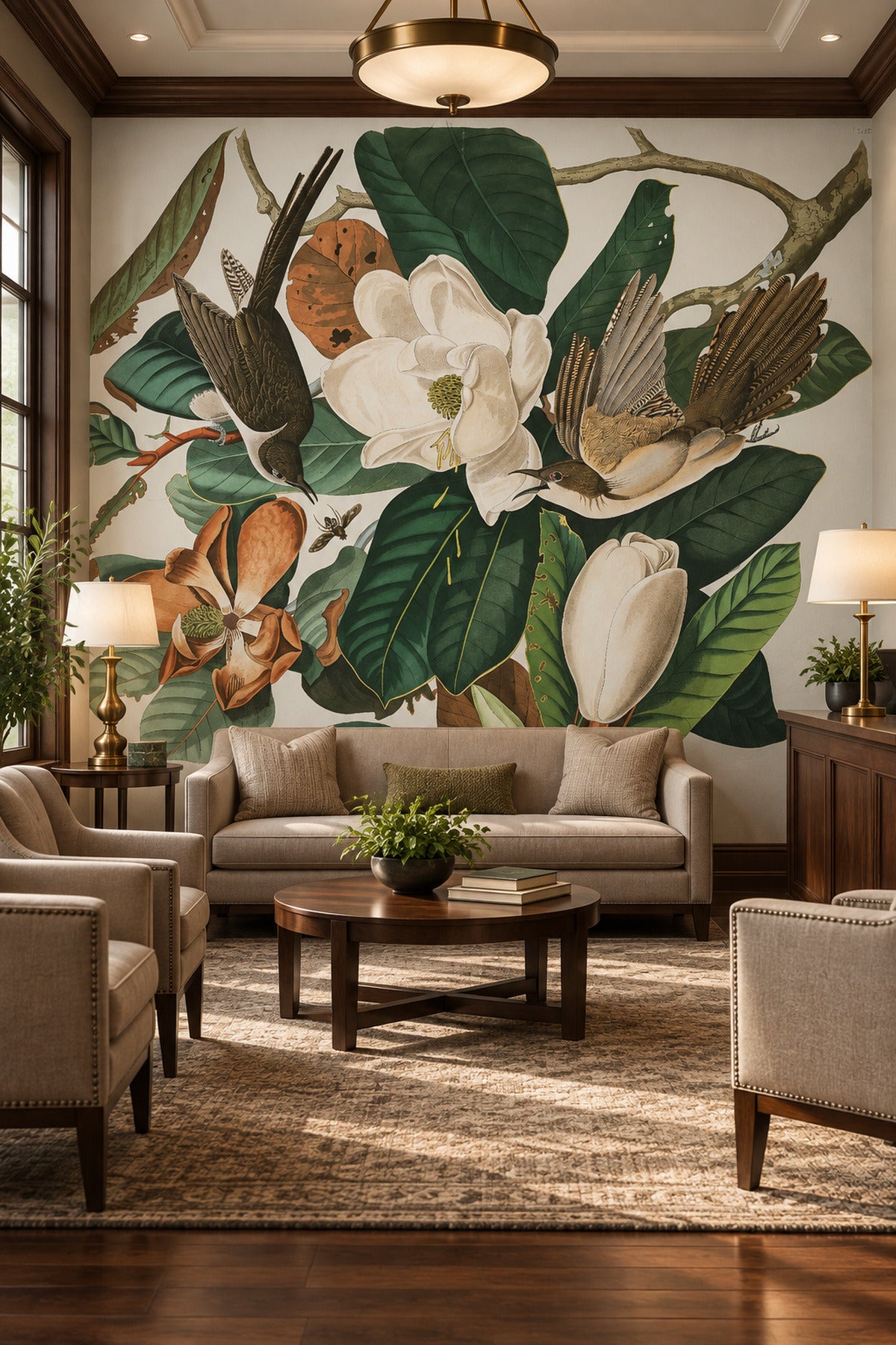 Vintage Black Billed Bird Wall Mural