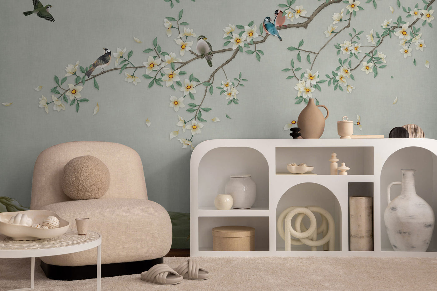 Birds & Bees Chinoiserie Wall Mural | Floral Murals | Eazywallz