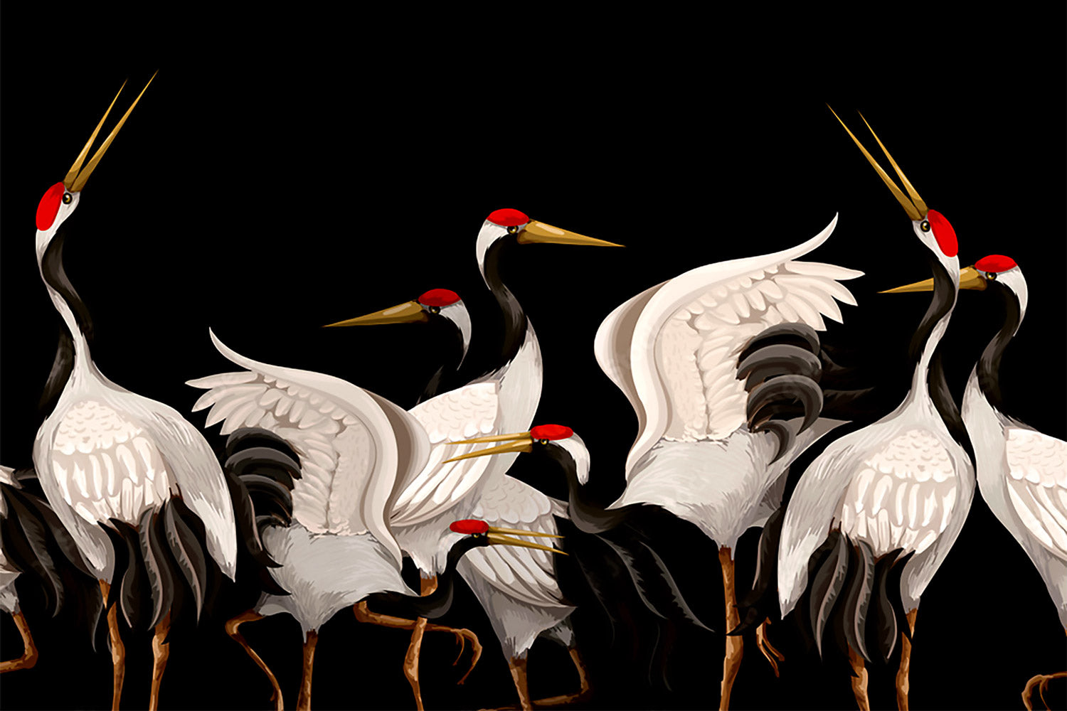 Japanese White Crane Wall Mural