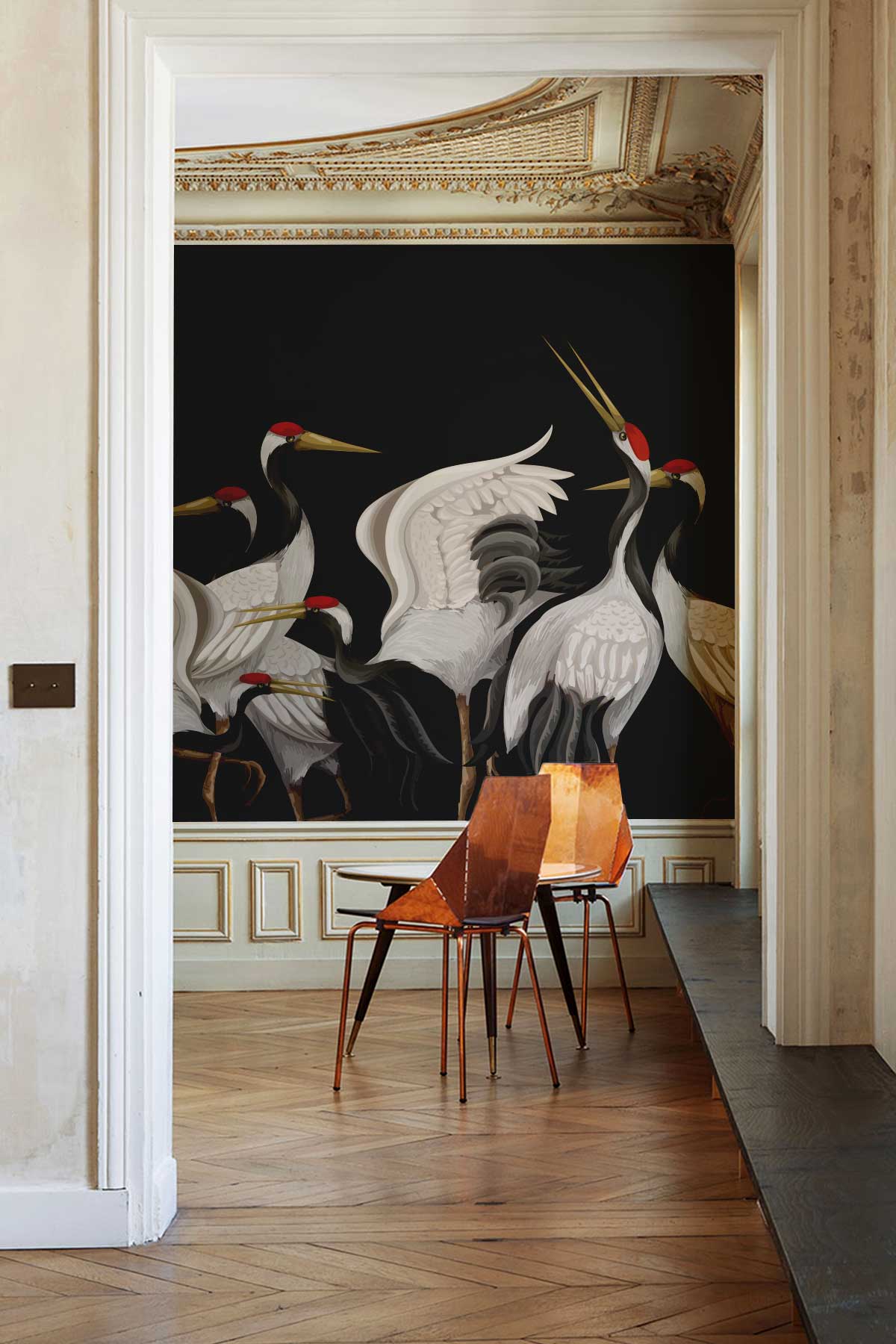 Japanese White Crane Wall Mural - Eazywallz