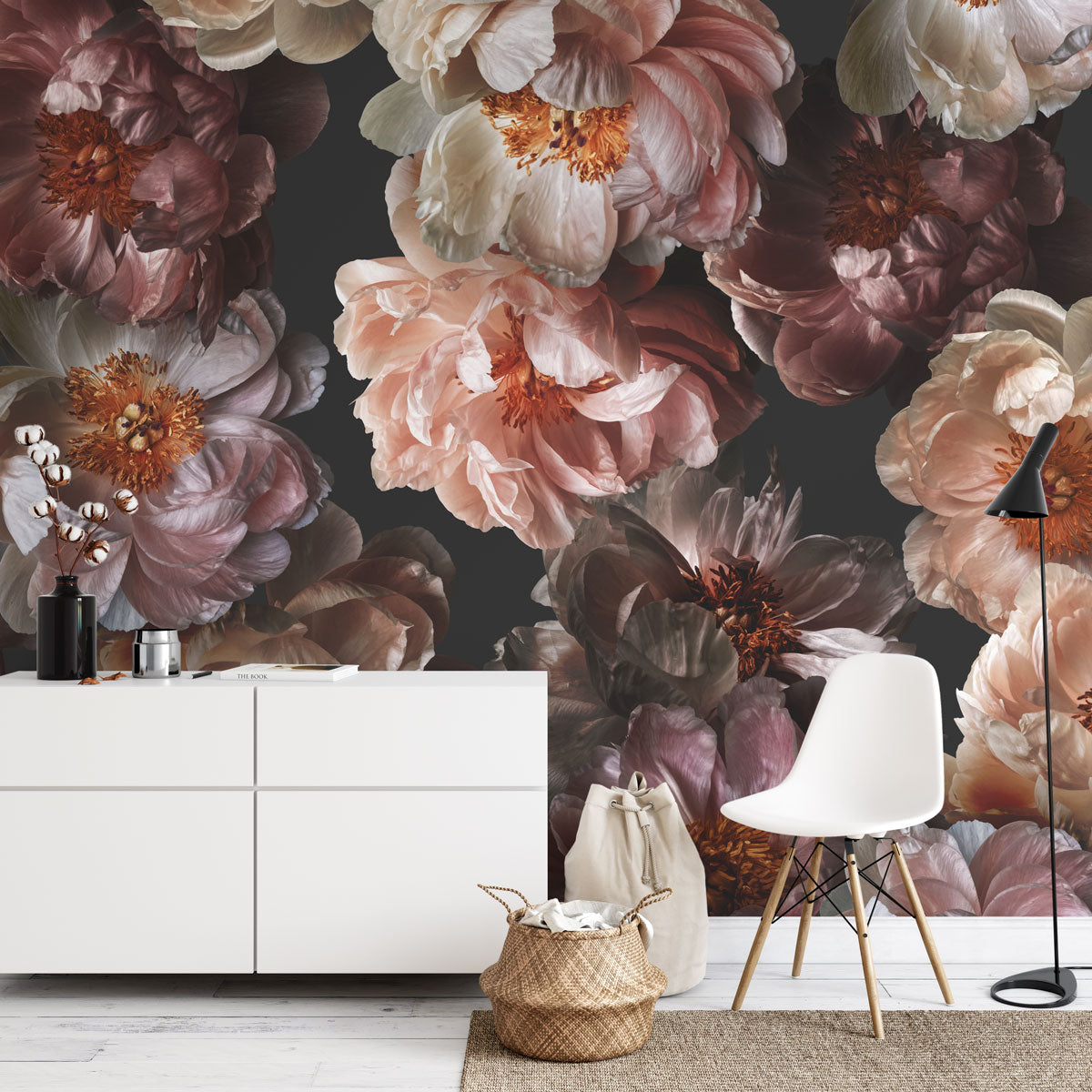 Midnight Floral Vol 1 Wall Mural | Dark Floral Wall Mural | Eazywallz
