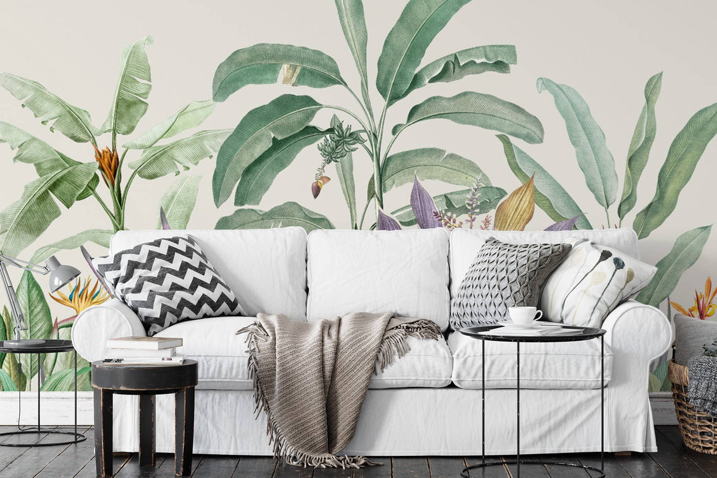 Redoute Mixed Tropical Leaves Wall Mural