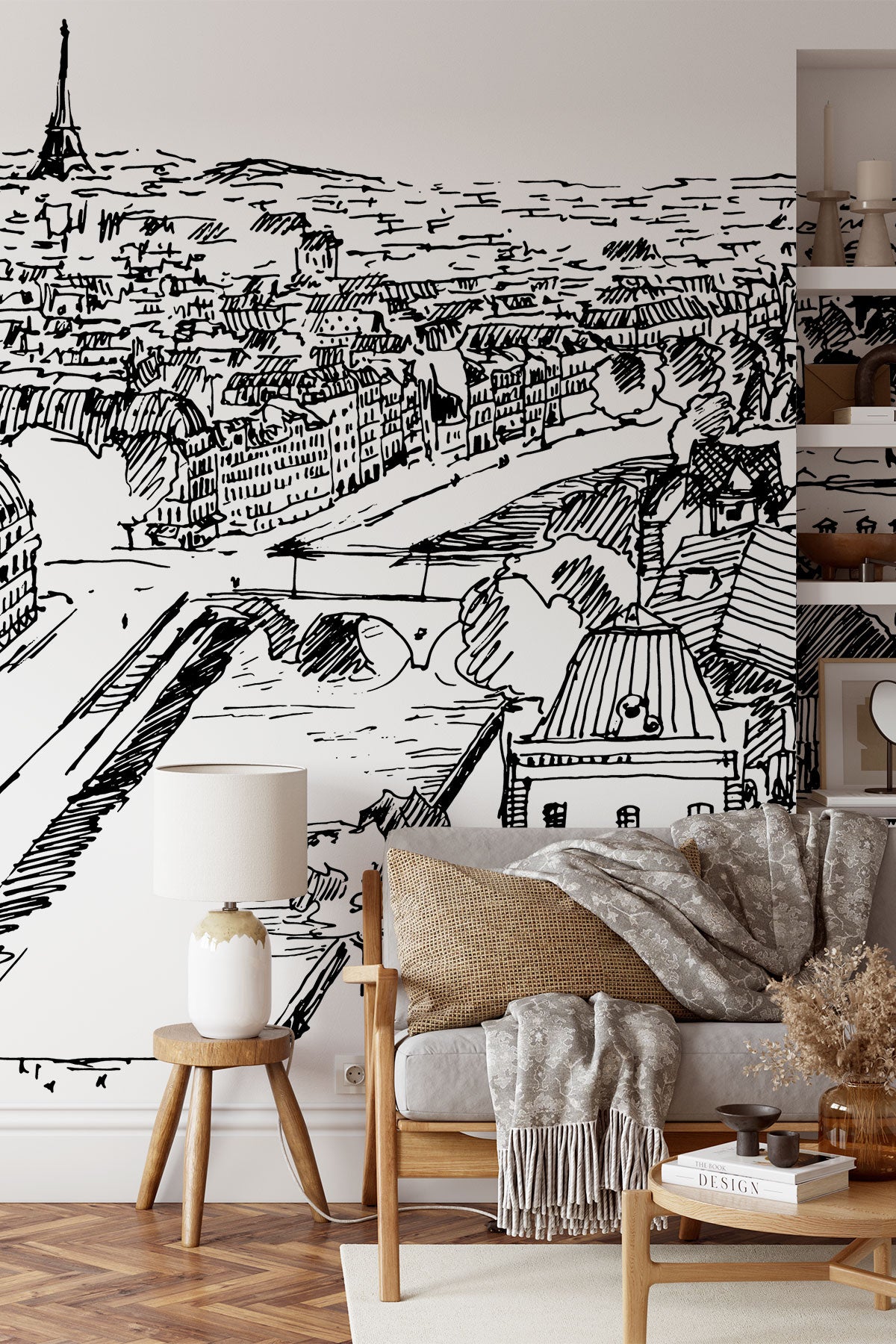 Paris Sketch Wall Mural - Abstract Murals - Eazywallz