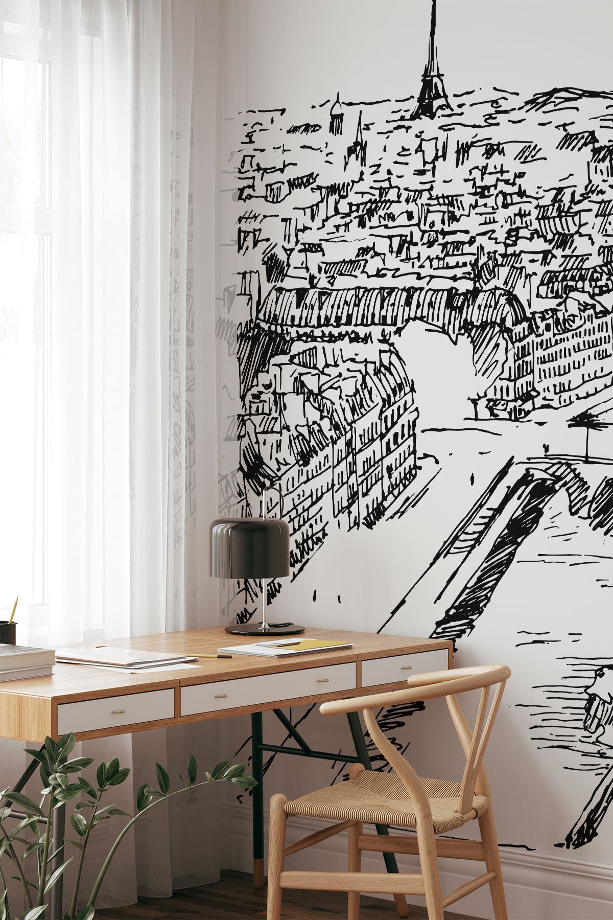 Paris Sketch Wall Mural - Abstract Murals - Eazywallz