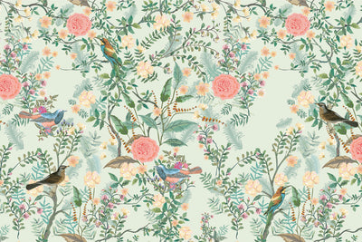 Sage Floral Chinoiserie Wall Mural