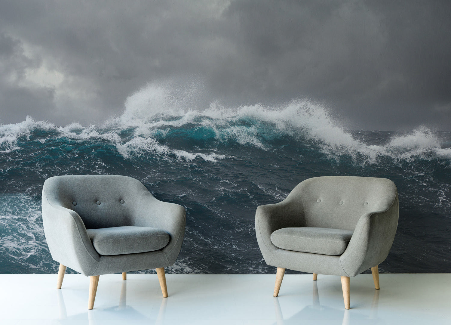 Raging Tides Wall Mural | Wave Ocean Wallpaper | Eazywallz