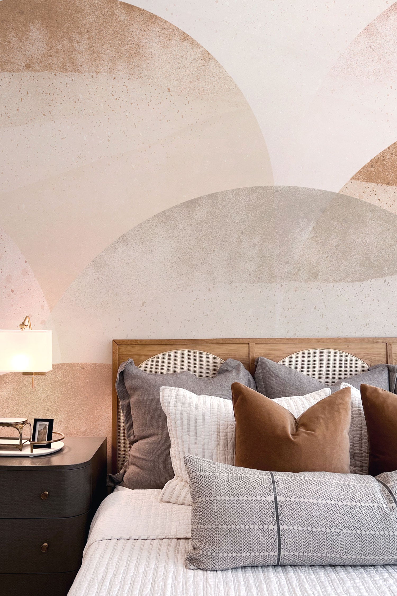 clay creme abstract texture wall mural in a bedroom
