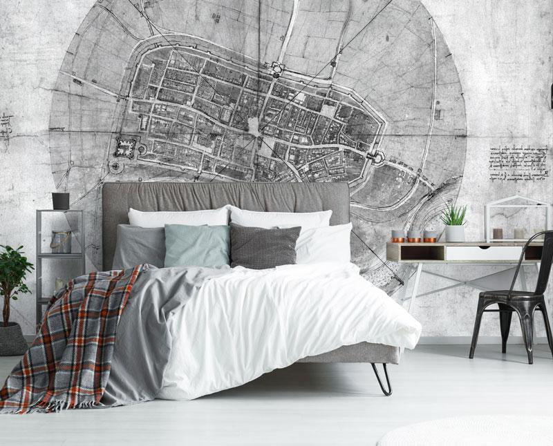 1502 Da Vinci Map Wallpaper Mural-Wall Mural-Eazywallz