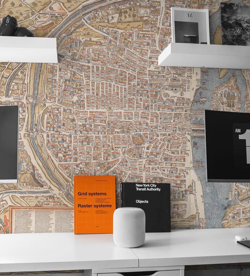 1550 Map of Paris in Color Wall Mural-Wall Mural-Eazywallz