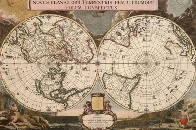 1672 Vintage Planiglobe map of the world Wall Mural-Wall Mural-Eazywallz