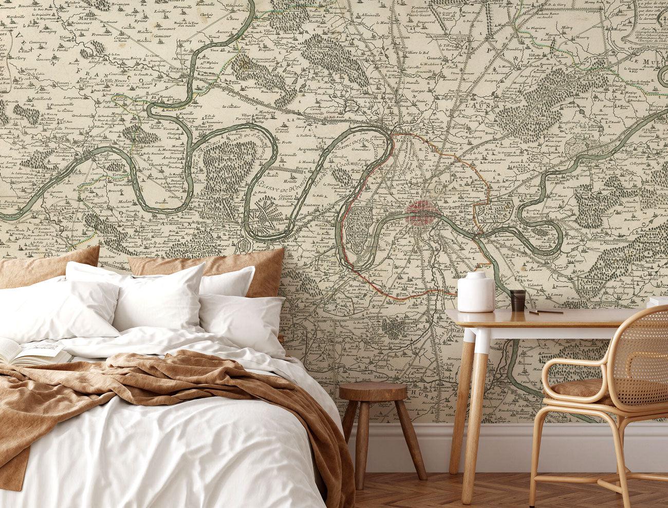 1762 Map of Paris Wall Mural-Wall Mural-Eazywallz