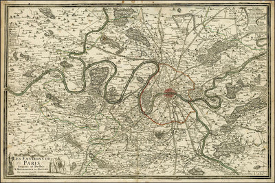 1762 Map of Paris Wall Mural-Wall Mural-Eazywallz