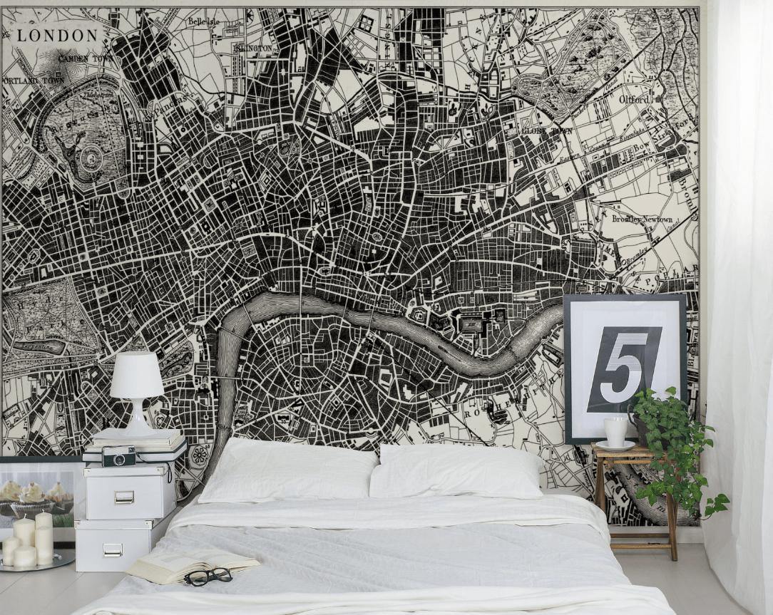 1851 London Map Wall Mural-Wall Mural-Eazywallz