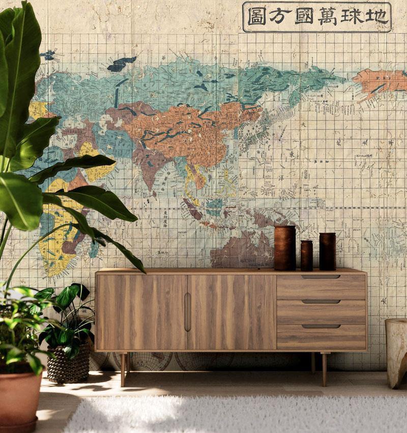 1853 Japanese Map of the World Wall Mural-Wall Mural-Eazywallz