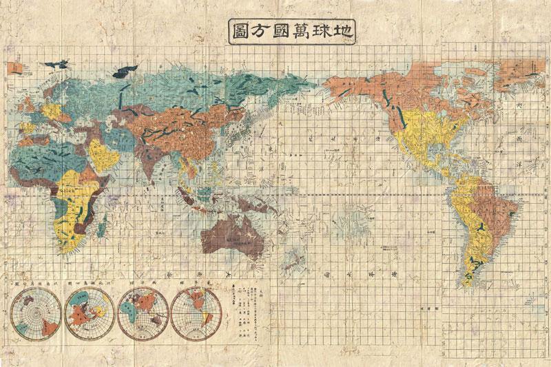 1853 Japanese Map of the World Wall Mural-Wall Mural-Eazywallz