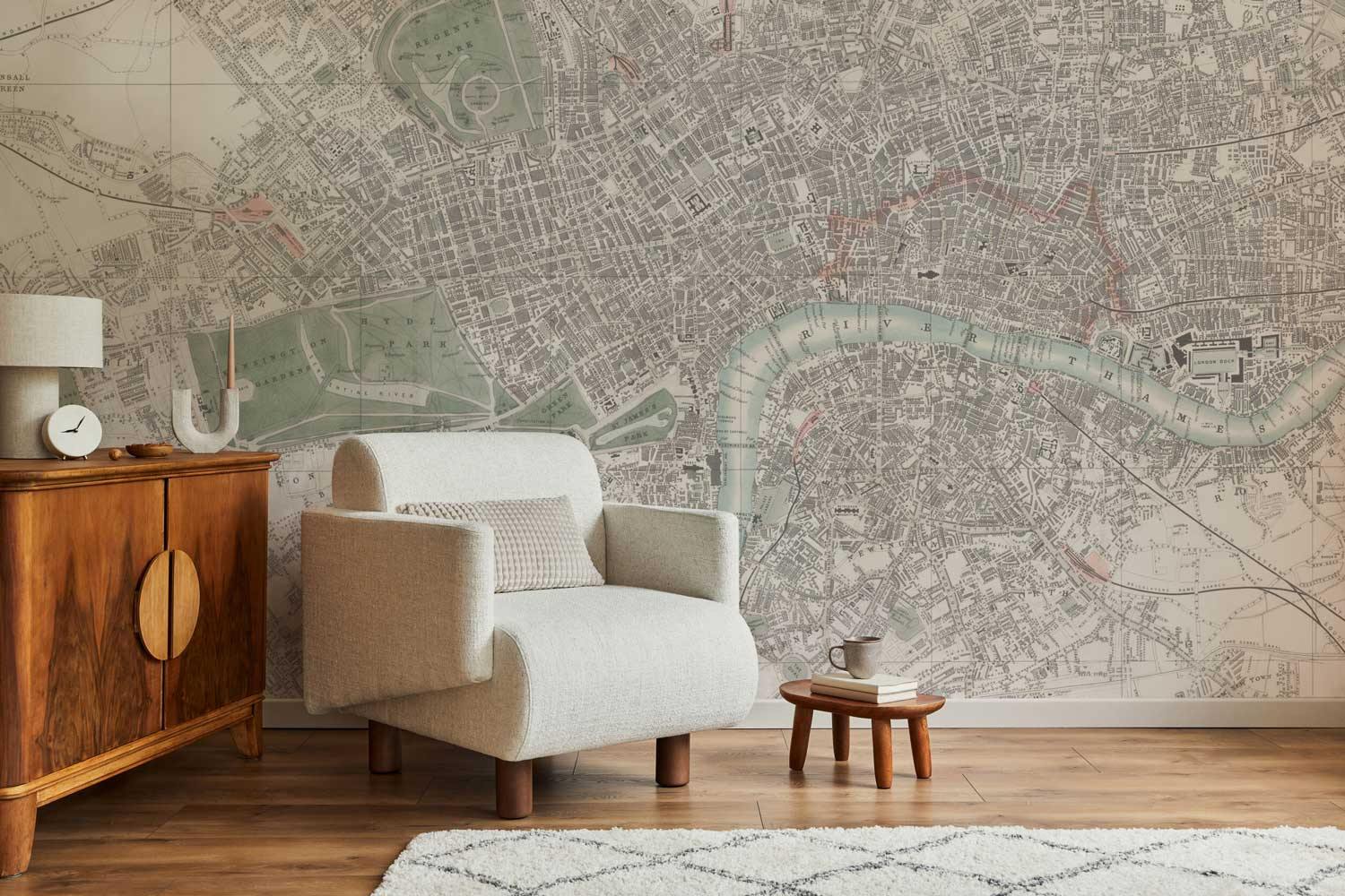 1853 London Map Wall Mural-Wall Mural-Eazywallz