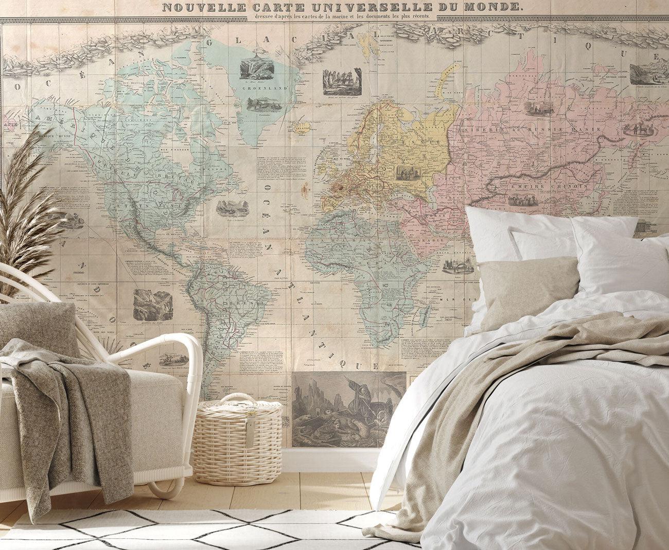 1859 Nouveau Map of the World Wall Mural-Wall Mural-Eazywallz