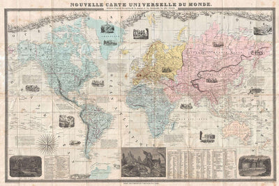 1859 Nouveau Map of the World Wall Mural-Wall Mural-Eazywallz