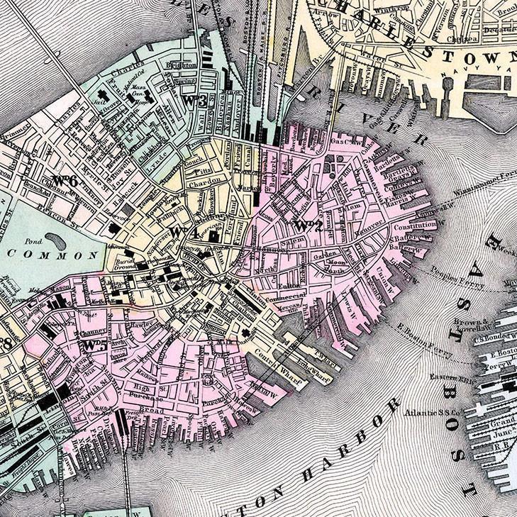 1870 Boston Map Wall Mural-Wall Mural-Eazywallz