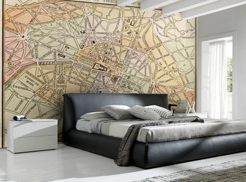 1889 Map of Paris Wall Mural-Wall Mural-Eazywallz
