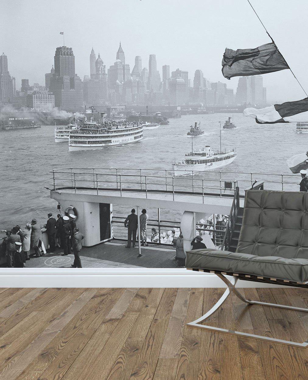 1936 New York Harbour Wall Mural-Wall Mural-Eazywallz