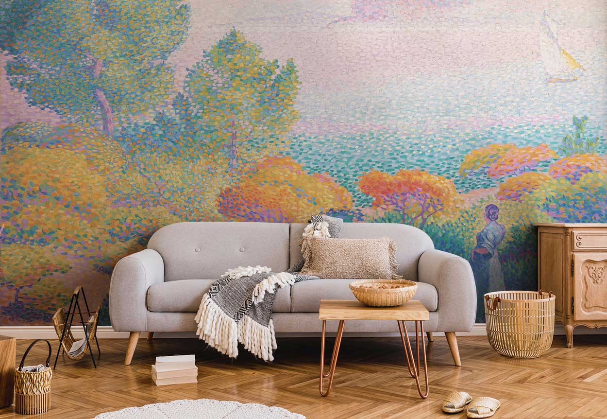 2 Women by the Shore Classical Painting Wall Mural-Wall Mural-Eazywallz