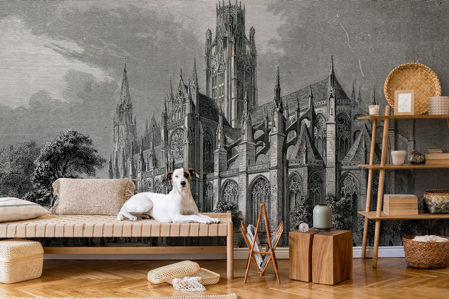 Saint-Ouen Abbey Church Drawing Wall Mural