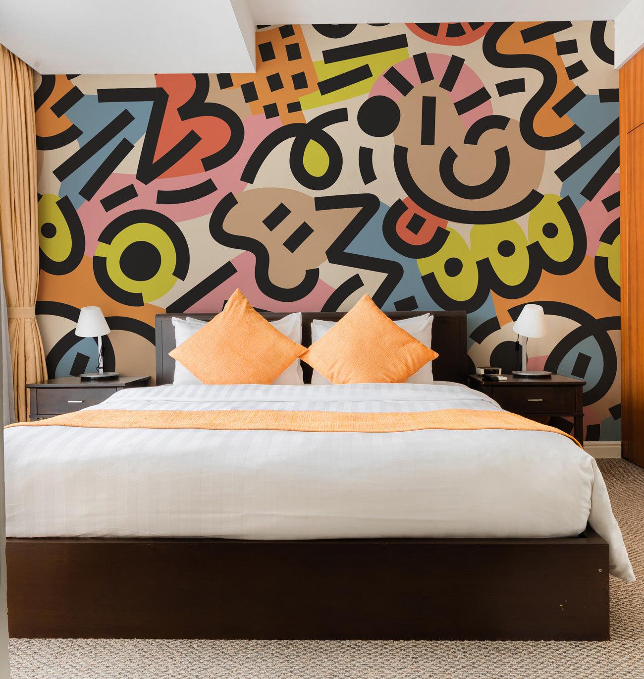 90s Memphis Doodles Wall Mural-Wall Mural-Eazywallz